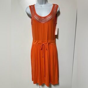 Calvin Klein Orange Waist Tie Midi Dress NWT